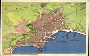 Napoli Italy Map 1904 Postcard