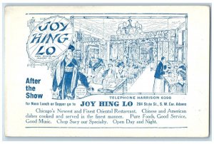 1910 Interior Dining Room After Show Joy Hing Lo Restaurant Advertising Postcard