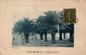 France Sainte Maxime var Place des Palmiers Vintage Postcard 08.86