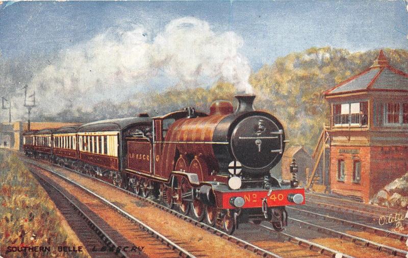 uk40210 southern belle tuck oilette artist signed train London Brighton railway