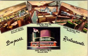 CA California DU-PAR'S RESTAURANTS Hollywood~Wilshire Blvd+ ADVERTISING Postcard