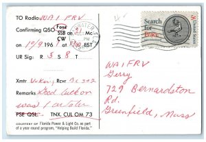 1967 CB Trucker Radio QSO Florida WB4BZ0 Sailboat Clearwater FL Postcard 