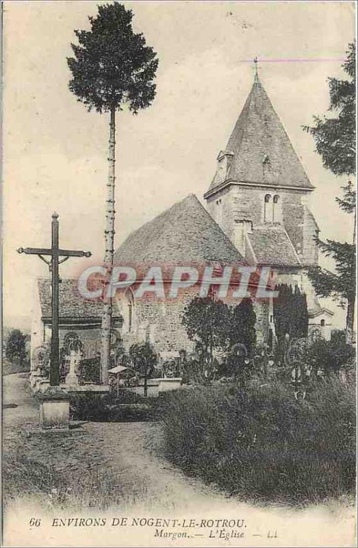 Old Postcard Around Nogent Rotrou Margon Church