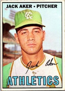 1967 Topps Baseball Card Jack Aker Oakland Athletics sk2293