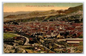 Vista General Birds Eye View La Paz Bolivia UNP Sepia DB Postcard W8