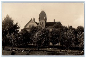 c1910's College Administrative Building Alma Michigan MI RPPC Photo Postcard 