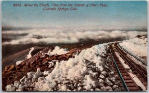 Above The Clouds Summit Of Pikes Peak Colorado Springs Colorado CO Postcard