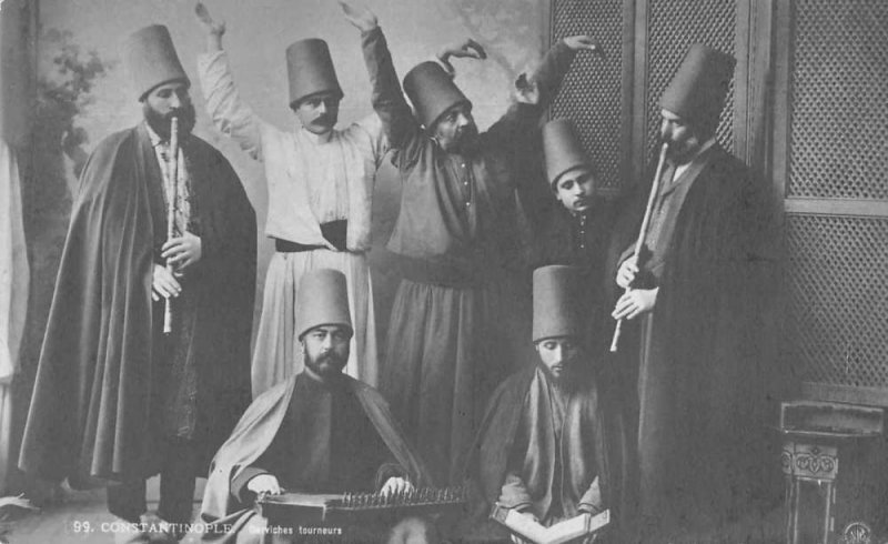 Constantinople Turkey Sufi Whirling Derviches Real Photo Postcard JI658592