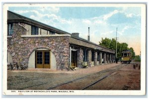 1916 Pavilion Rothchild Park Streetcar Trolley Wausau Wisconsin Vintage Postcard