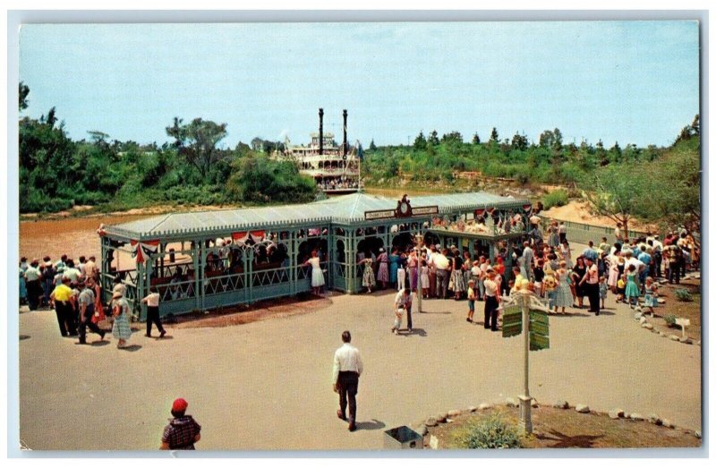 c1950's Mark Twain Steam Berth At New Orleans Dixieland Jazz Disneyland Postcard