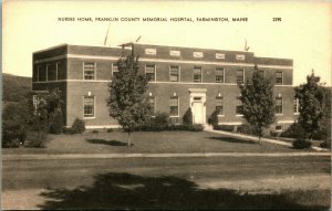 Nurses Home Franklin County Memorial Hospital Farmington Maine UNP Postcard  D12