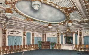 Vintage Postcard East Room Hotel La Salle Chairs Chandelier Chicago Illinois ILL