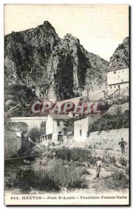 Postcard Menton Old Bridge St Louis Frontiere France Italy