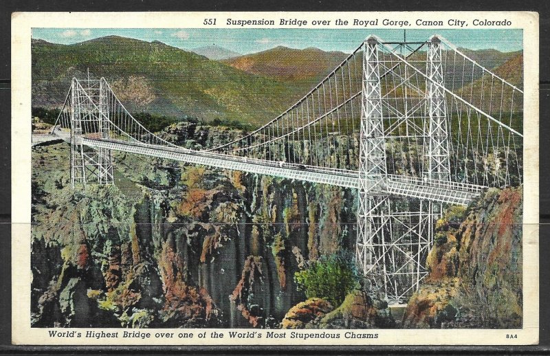 Colorado. Canon City - Suspension Bridge Over The Royal Gorge - [CO-162]