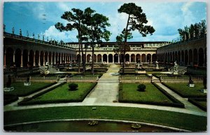 Vtg Sarasota Florida FL Court View John & Mable Ringling Museum of Art Postcard