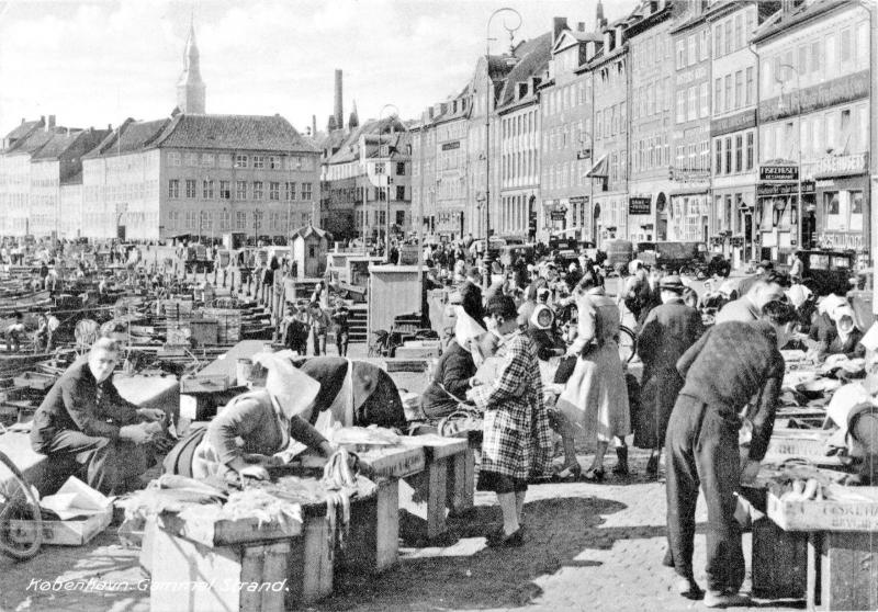 COPENHAGEN DENMARK DANEMARK-GAMMEL STRANDE-MARKET POSTCARD 1910s