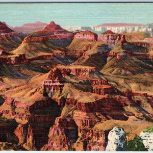 1938 Grand Canyon, AZ Thomas Moran Point Beautiful Color Linen PC JR Willis A287