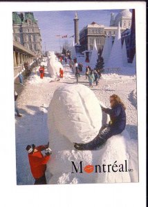 Building Snow Sculptors, Place Jacques Catrtier in Winter, Montreal, Quebec