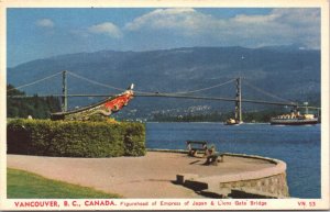 Canada Vancouver British Columbia Figurehead Vintage Postcard 03.81