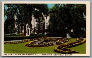 Postcard Montreal Quebec c1930s The Floral Clock and Victoria Hall Westmount