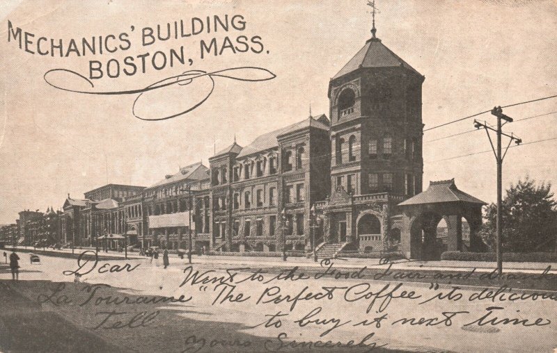 Vintage Postcard Mechanics' Building Historical Landmark Boston Massachusetts MA