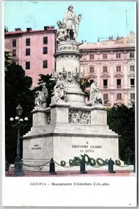 Genova -Monumento Cristoforo Colombo La Patria Genoa Italy Postcard