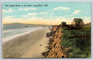 Long Beach CA~Steps Down to Longest Beach on Pacific~Hotel & House on Bluff~1910