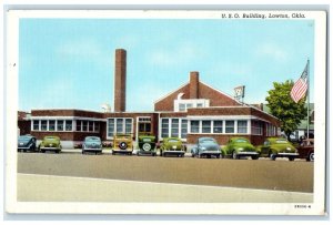 c1940 Exterior View USO Building Classic Cars Park Lawton Oklahoma OK Postcard 