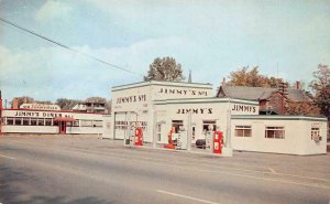 JIMMY'S TEXACO GAS STATION & DINER AUBURN MAINE ADVERTISING POSTCARD (1960s) !!