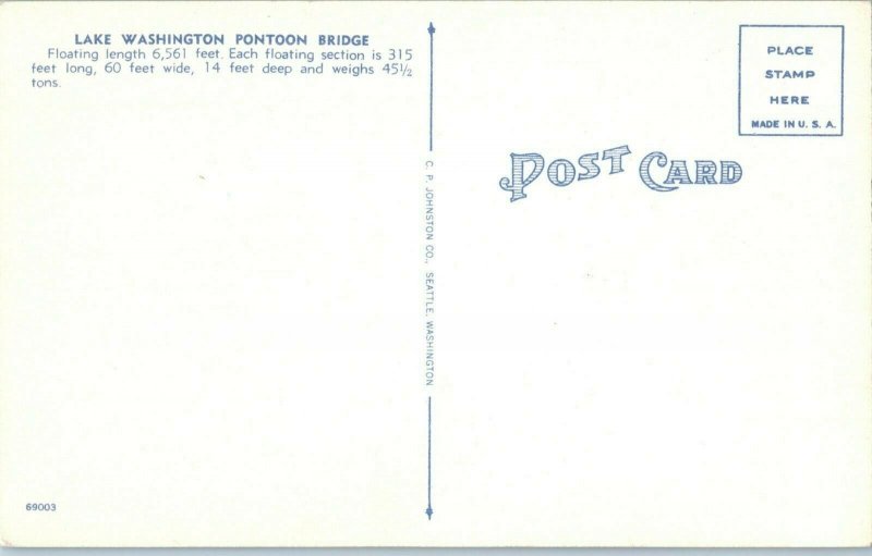 Bridges Postcard Lake Washington Pontoon Bridge Seattle Washington