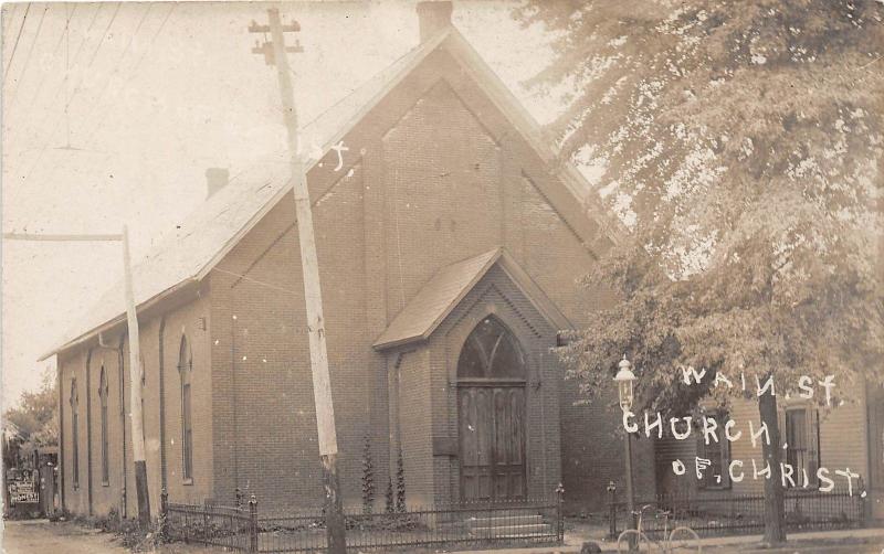 D22/ Lima Ohio Postcard Real Photo RPPC c1910 Main Street Church of Christ 