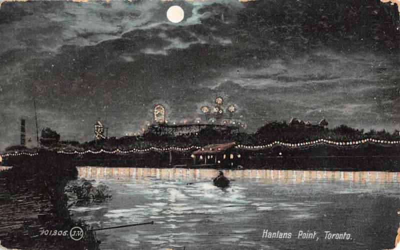 Hanlans Point Toronto Canada Moonlight Waterfront Antique Postcard K100770