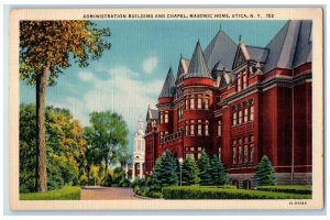 c1940s Administration Building And Chapel Scene Masonic Home Utica NY Postcard