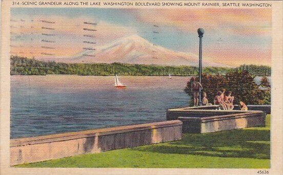 Scenic Grandeur Along The Lake Washington Boulevard Showing Mount Rainier Sea...