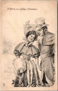 Postcard Christmas greetings 1906 artist Signed H. Schubert fantasy JE4