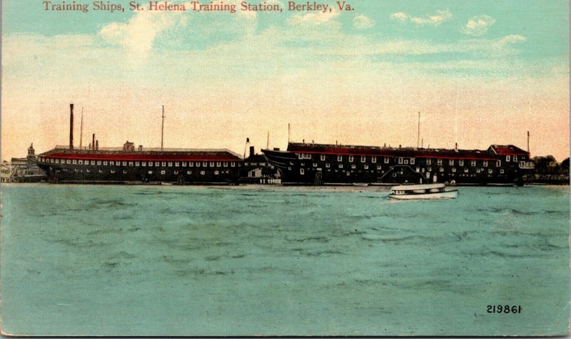 Berkley Virginia Va Postcard c1910 Training Ship St Helena Training Station