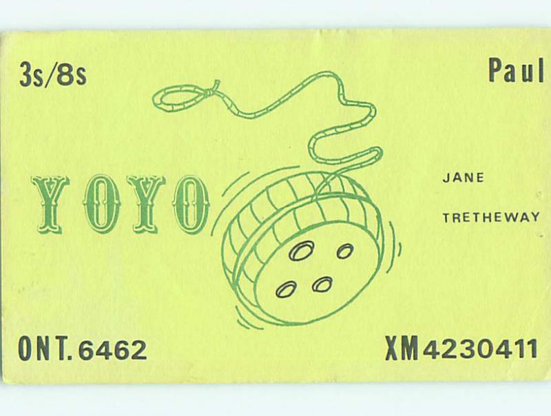 yoyo - QSL HAM RADIO CARD IN TORONTO Ontario ON Canada t1421