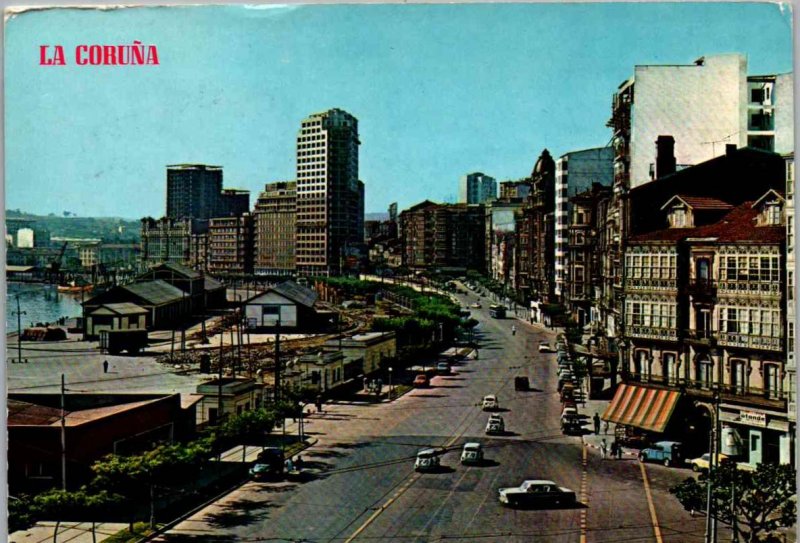 La Coruna, Spain - The Avenue of Linares Rivas - in 1968 - Continental Size