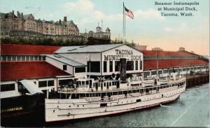 Tacoma WA Steamer Indianapolis at Municipal Dock Postcard E62