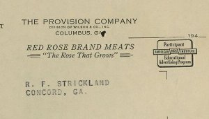 1947 The Provision Company Columbus GA Red Rose Brand Meats 332