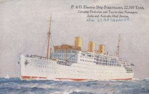 P&O Mail Carrier Electric Steamer Ship Strathaird Antique Postcard