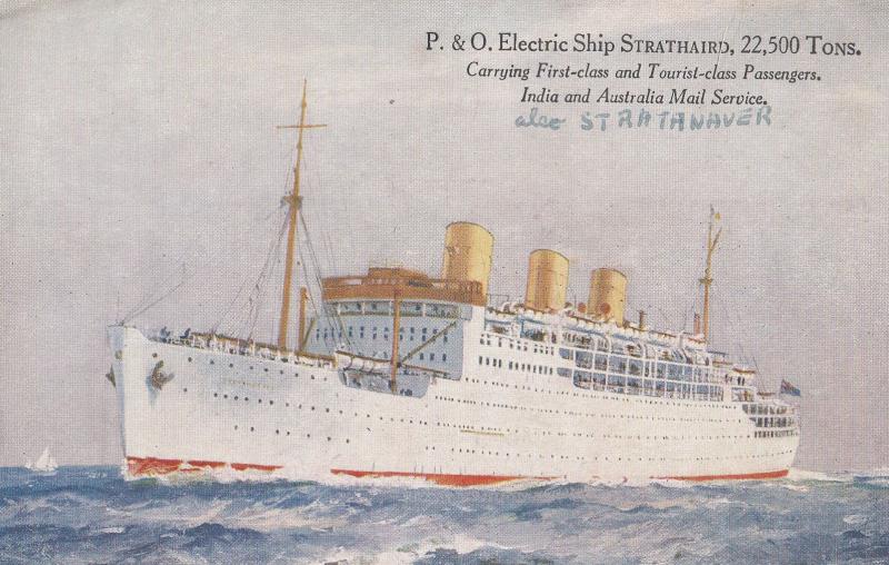 P&O Mail Carrier Electric Steamer Ship Strathaird Antique Postcard