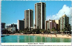 Postcard - Waikiki Beach - Honolulu, Hawaii
