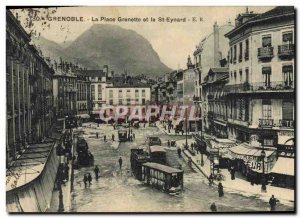 Old Postcard Tramway Grenoble Place Grenette and St eynard