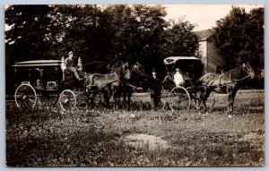 K43/ Interesting RPPC Postcard c1910 Funeral Carriage Hearse Horse-Drawn 239