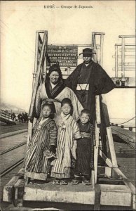 Kobe Japan Natives Costumes - RR Train Station? c1910 Postcard