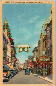 San Francisco, California - Street Scene in Chinatown - c1940