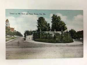 c. 1910 Terrace on 14th Street and Paseo Kansas City MO Postcard Hand Colored