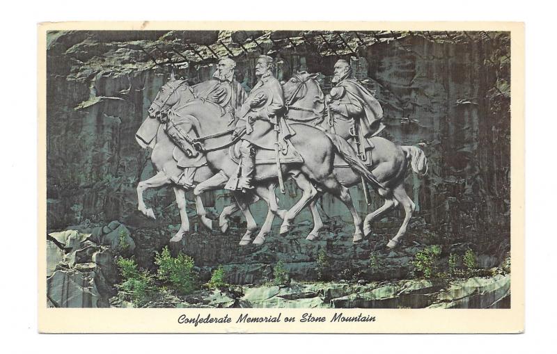 Stone Mountain Georgia Confederate Memorial Carving Vintage Glossy Postcard