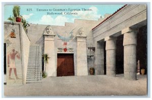 Hollywood California Postcard Entrance Grauman's Egyptian Theatre c1940 Vintage